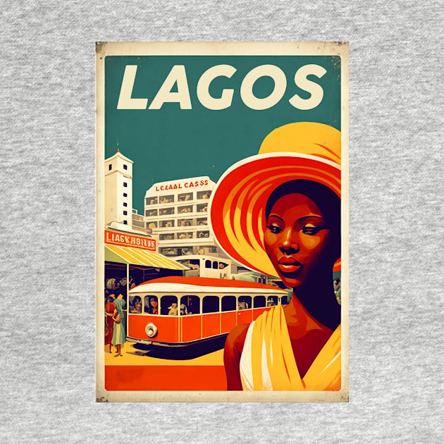 Lagos Nigeria Woman Vintage Travel Art Poster by OldTravelArt